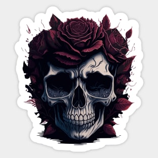 Skull and Roses vector art Tattoo style Sticker